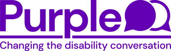Logo with text that reads 'Purple. Changing the disability conversation'.